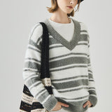 Loose Fit V Neck Knit Sweater