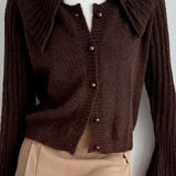 Fashionable Polo Bell Sleeve Sweater