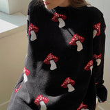 Mushroom Print Knit Sweater