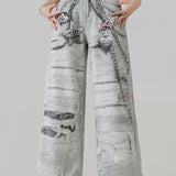 Metal Love Chain Straight Leg Jeans
