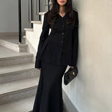 Slim Fit V Neck Blazer Two Piece Set