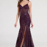 Sequin V-Neck Elegant Long Evening Party Dress