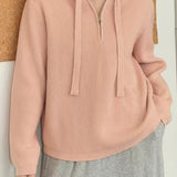 Drawstring Hooded Knit Sweater