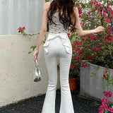 High Waist Butterfly Knot Flare Jeans
