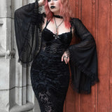 Velvet Lace Corset Bandage Midi Gothic Harajuku Street Mesh Print Sling Club Dress