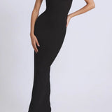 Lace Trim Strapless Bodycon Maxi Dress