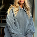 Blue Zip Lapel Jacket