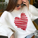 Red Heart Line Knit Sweater