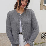 Single-Breasted Knit Cardigan