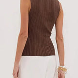 Sleeveless Cropped Knit Cardigan