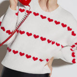 Casual Heart Graphic Knit Sweater