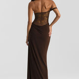 Solid Lace Panel Bodycon Formal Dress