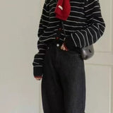 Colorblock Striped Casual Sweater