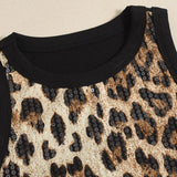 Leopard Sequin Crop Tank Top