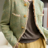 Elegant Long Sleeve Tweed Jacket