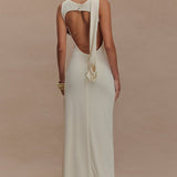 Ruched Split Backless Maxi Dress