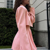 Mini Skirt with Lapel Blazer Two Piece Set