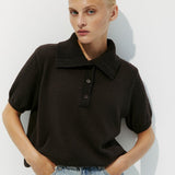Hollow Out Polo Knit Sweater