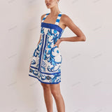 Trendy Casual Printed Spaghetti Strap Mini Dress
