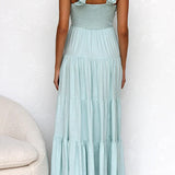 Marilyn - V-neck maxi dress with ruffle