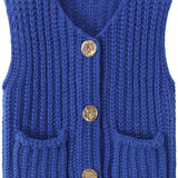 Sleeveless Cropped Knit Sweater Cardigan