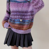 Gradient Color Long Sleeve Knit Sweater
