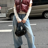 Vintage Washed Whisker Wide Leg Denim Jeans