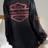 Vintage Distressed Rose Print Sweatshirt