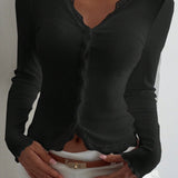 Lace Detail Long Sleeve Knit Top