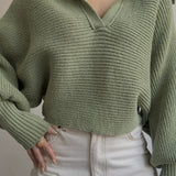 Long Sleeve Collar Knit Sweater