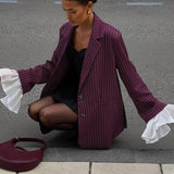 Elegant Long Sleeve Stripe Blazer