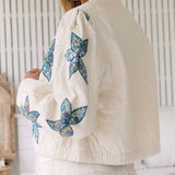 Long Sleeve Button Embroidered Cropped Jacket