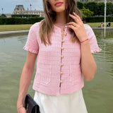Solid Knit Short Sleeve Cardigan