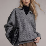 Vintage Polo Neck Cable Sweater