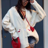 V-Neck Embroidered Cardigan Sweater