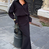 Elegant Creative Street Style Solid Long Sleeve Shirtdress Two Piece Set