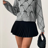 Crew Neck Pullover with Bow Detail