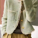 Elegant Long Sleeve Tweed Jacket