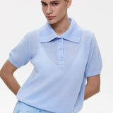 Hollow Out Polo Knit Sweater