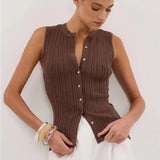 Sleeveless Cropped Knit Cardigan