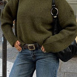 Plain Ribbed Long Sleeve Sweater