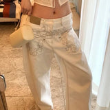 High Waist Printed Patchwork Jeans