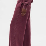 Retro Solid Hooded Zipper Loose Two Piece Set
