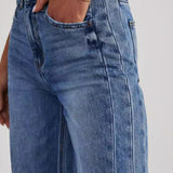 Solid Minimalist Washed Wide Leg Jeans
