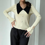 Color Block Polo Knit Sweater