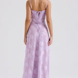 Dainty Lace Spaghetti Strap Tie Waist  Prom Dress