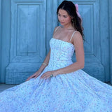Pleated Spaghetti Strap Floral Dress