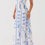 Off Shoulder A-line Maxi Floral Dress