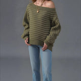 Textured One Shoulder Knit Sweater