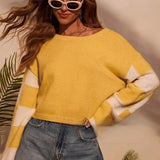 Colorblock Print Knit Sweater
